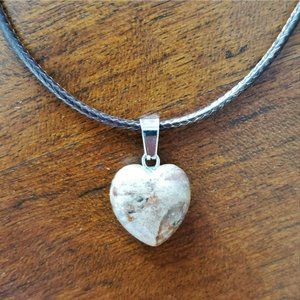 Polychrome Jasper Gemstone Heart Necklace, Polished Rock Pendant, natural stone